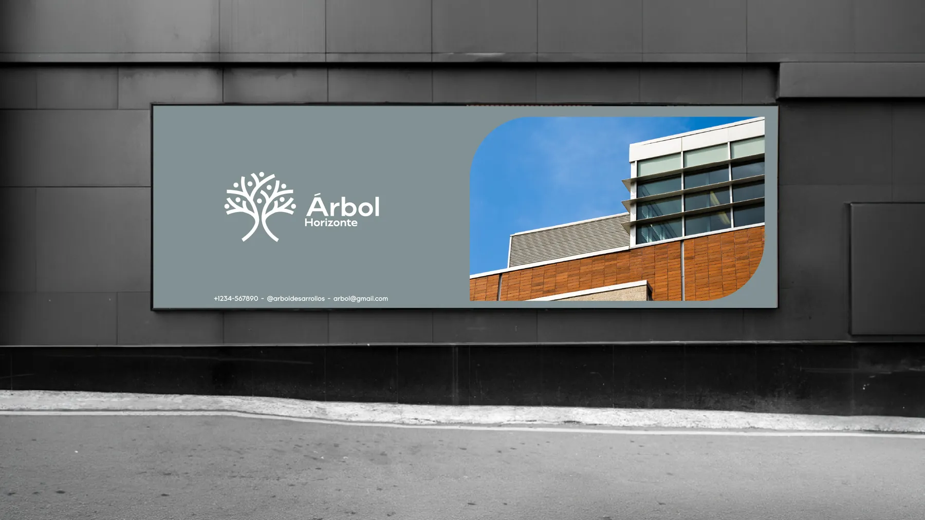 Cartel en vía pública de Árbol Horizonte