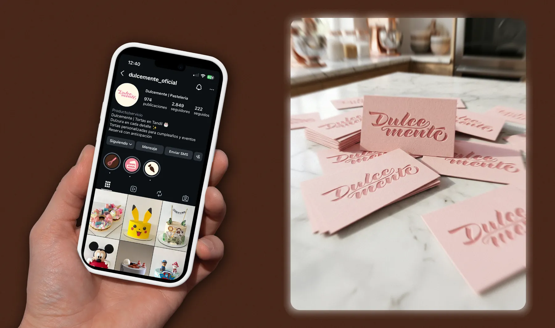 Perfil de Instagram y tarjetas personales