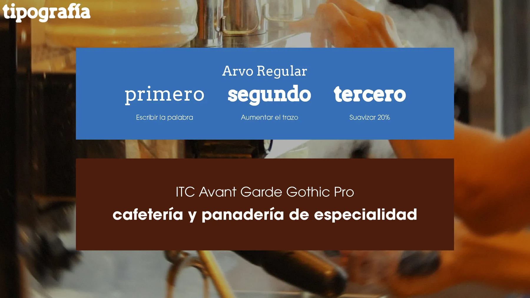 Tipografías Arvo e ITC Avant Garde Gothic Pro