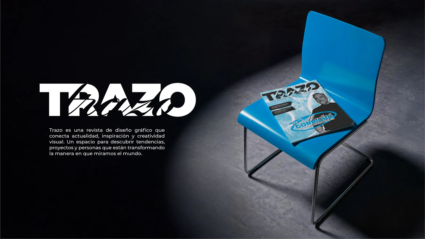 Revista Trazo sobre una silla y el concepto de la revista